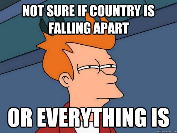 Not sure if country is falling apart or everything is - Not sure if country is falling apart or everything is  Futurama Fry