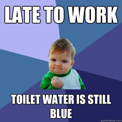 Late to work Toilet water is still blue  Success Kid