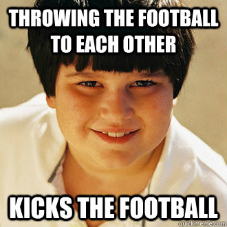 Throwing the football to each other kicks the football  - Throwing the football to each other kicks the football   Misc