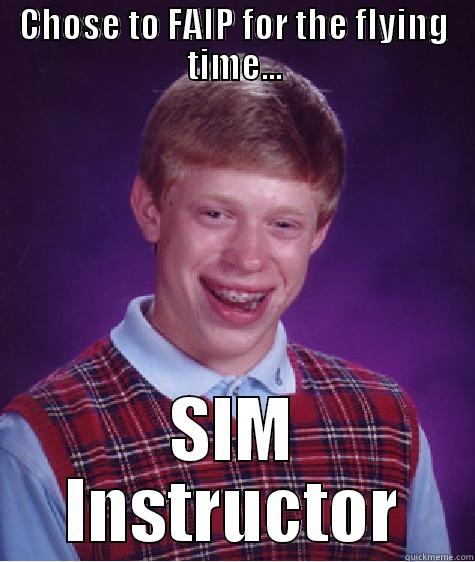 CHOSE TO FAIP FOR THE FLYING TIME... SIM INSTRUCTOR Bad Luck Brian