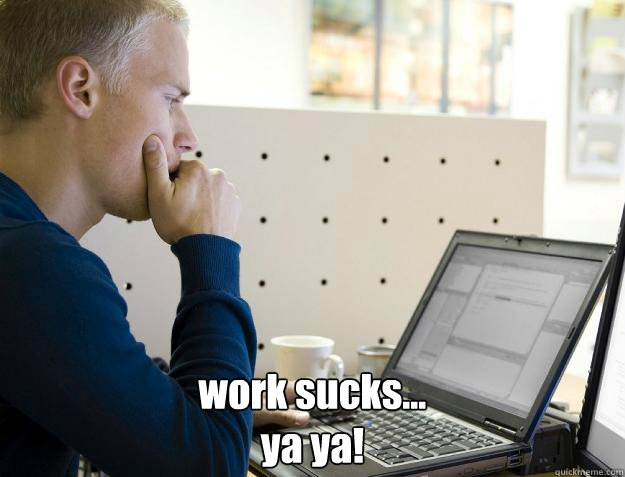  work sucks...
ya ya! -  work sucks...
ya ya!  Programmer