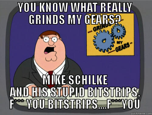 YOU KNOW WHAT REALLY GRINDS MY GEARS? MIKE SCHILKE AND HIS STUPID BITSTRIPS. F*** YOU BITSTRIPS....F***YOU Grinds my gears