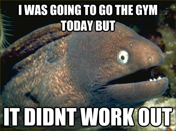 I was going to go the gym today but it didnt work out - I was going to go the gym today but it didnt work out  Bad Joke Eel