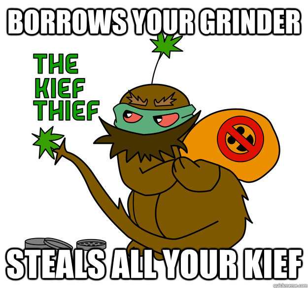 Borrows your grinder steals all your kief - Borrows your grinder steals all your kief  The Kief Thief