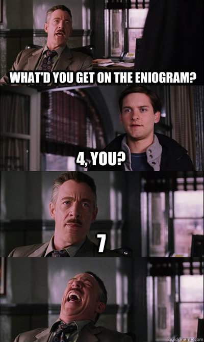 what'd you get on the eniogram? 4, you? 7   JJ Jameson