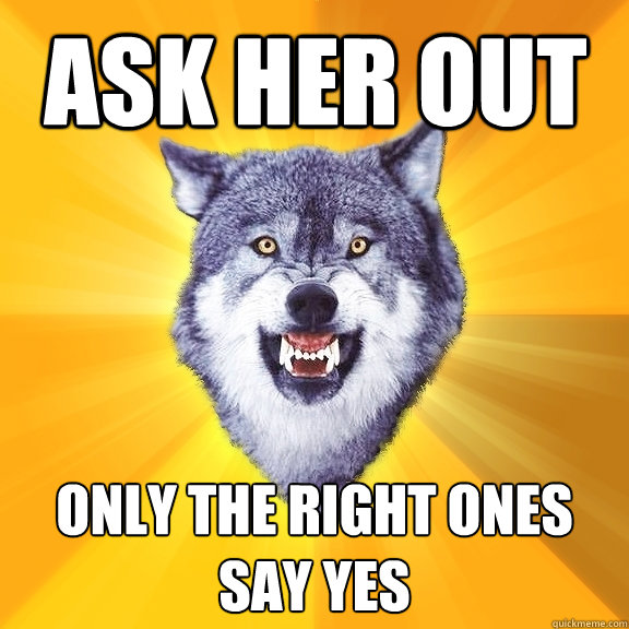 ask her out only the right ones say yes  Courage Wolf