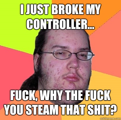 I just broke my controller... Fuck, Why the fuck you steam that shit? - I just broke my controller... Fuck, Why the fuck you steam that shit?  Butthurt Dweller