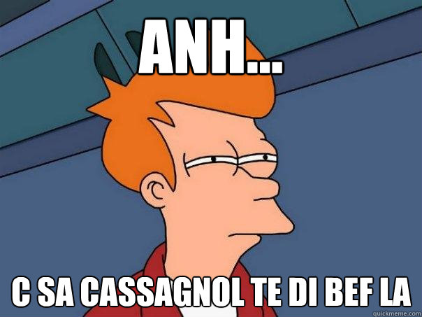 anh... c sa cassagnol te di bef la   Futurama Fry