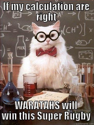 IF MY CALCULATION ARE RIGHT WARATAHS WILL WIN THIS SUPER RUGBY Chemistry Cat