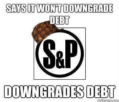 Says it won't downgrade debt DOwngrades debt  