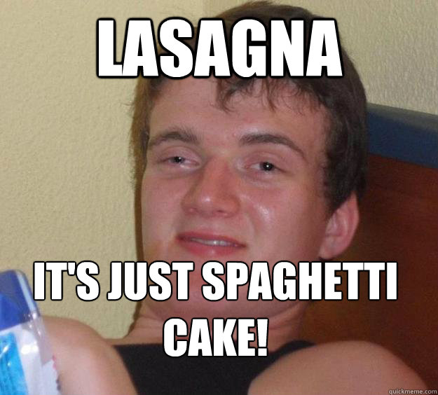 Lasagna It's just spaghetti cake!
  10 Guy