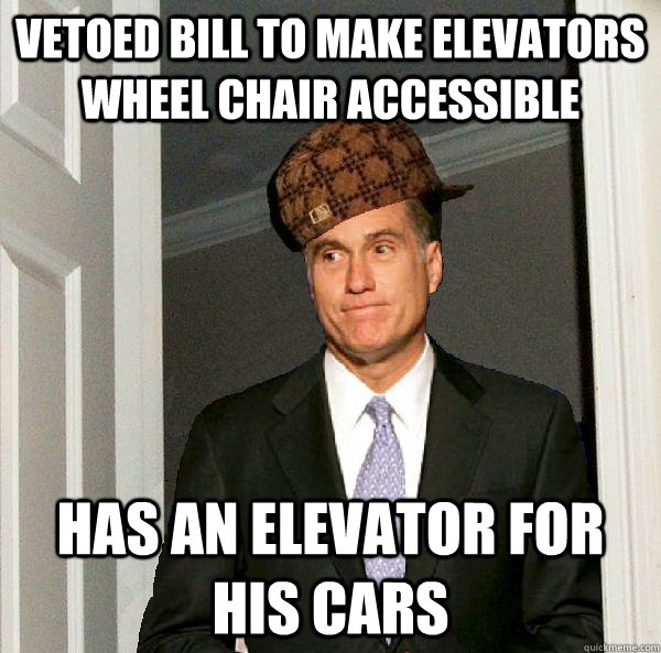 vetoed bill to make elevators wheel chair accessible  has an elevator for his cars  