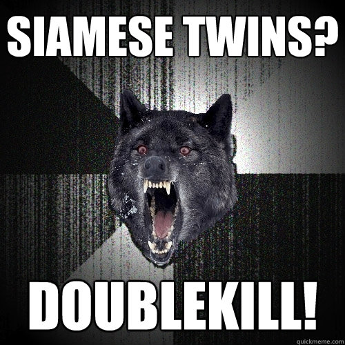 siamese twins? doublekill!  Insanity Wolf