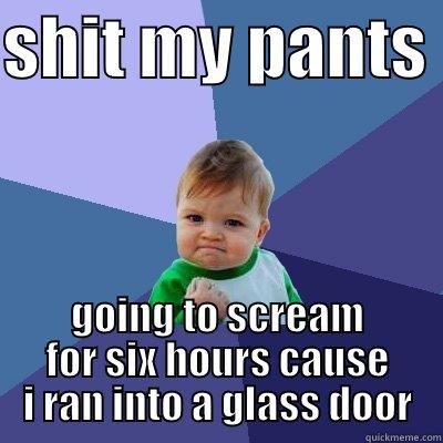 SHIT MY PANTS  GOING TO SCREAM FOR SIX HOURS CAUSE I RAN INTO A GLASS DOOR Success Kid