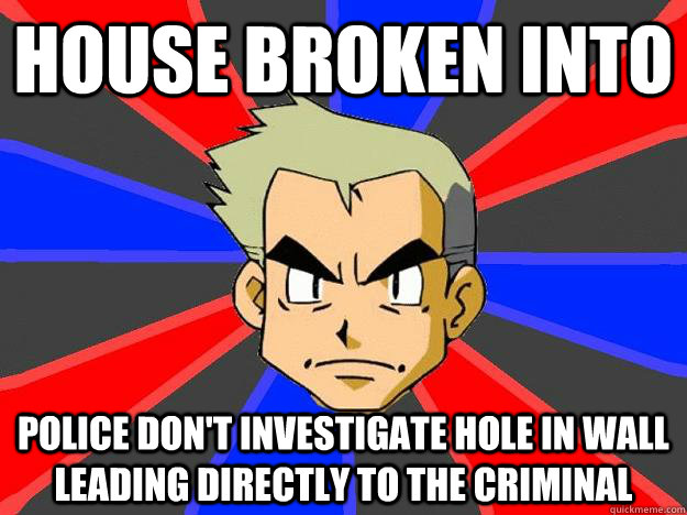 House broken into Police don't investigate hole in wall leading directly to the criminal  Professor Oak