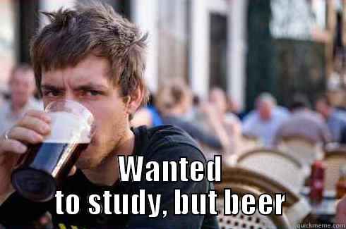  WANTED TO STUDY, BUT BEER Lazy College Senior