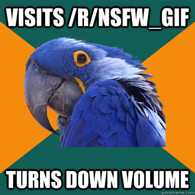 visits /r/nsfw_gif turns down volume  Paranoid Parrot