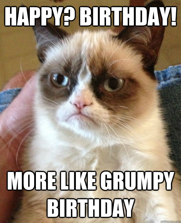 Happy? Birthday! more like Grumpy Birthday  Angry Cat