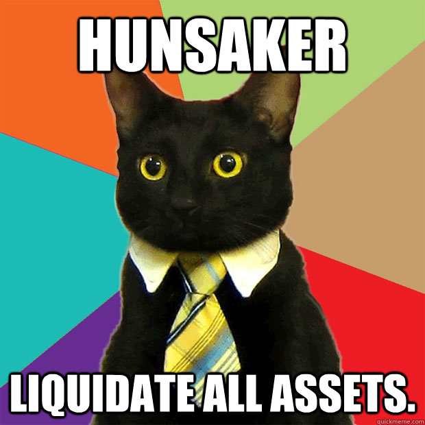 Hunsaker LIQUIDATE ALL ASSETS.  Business Cat