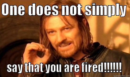 ONE DOES NOT SIMPLY  SAY THAT YOU ARE FIRED!!!!!! Boromir