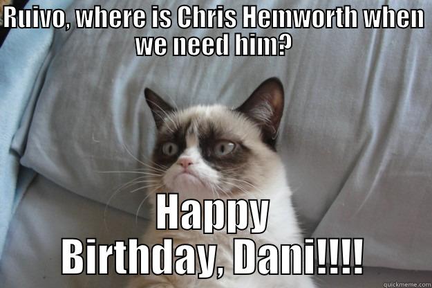 RUIVO, WHERE IS CHRIS HEMWORTH WHEN WE NEED HIM? HAPPY BIRTHDAY, DANI!!!! Grumpy Cat