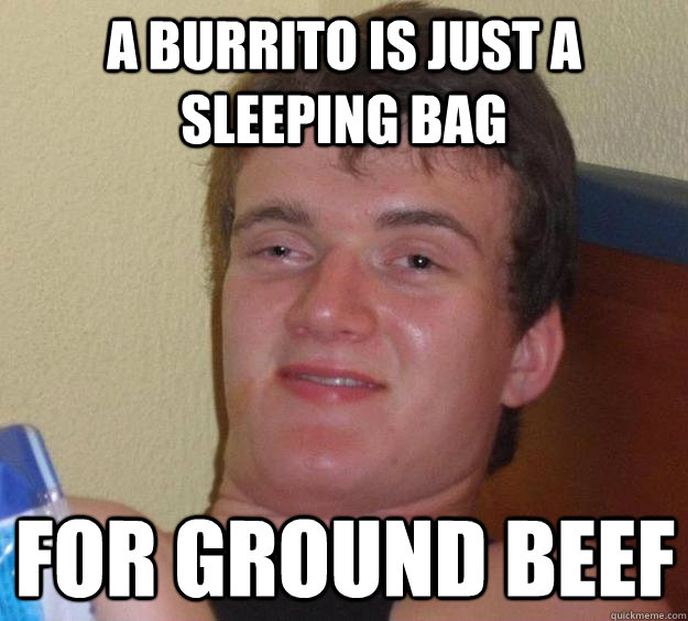 a burrito is just a sleeping bag for ground beef  10 Guy