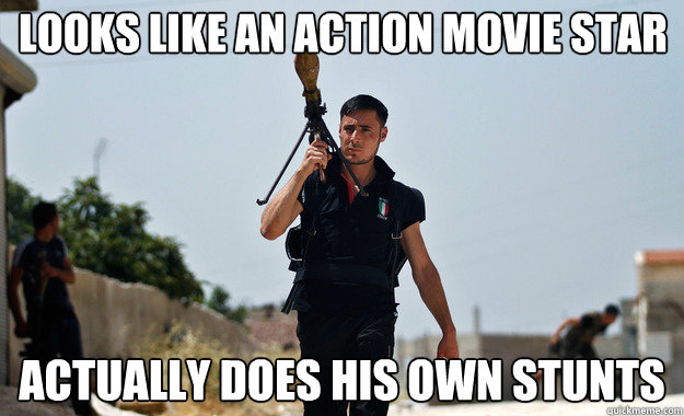 Looks like an action movie star Actually does his own stunts  - Looks like an action movie star Actually does his own stunts   Ridiculously Photogenic Syrian Soldier