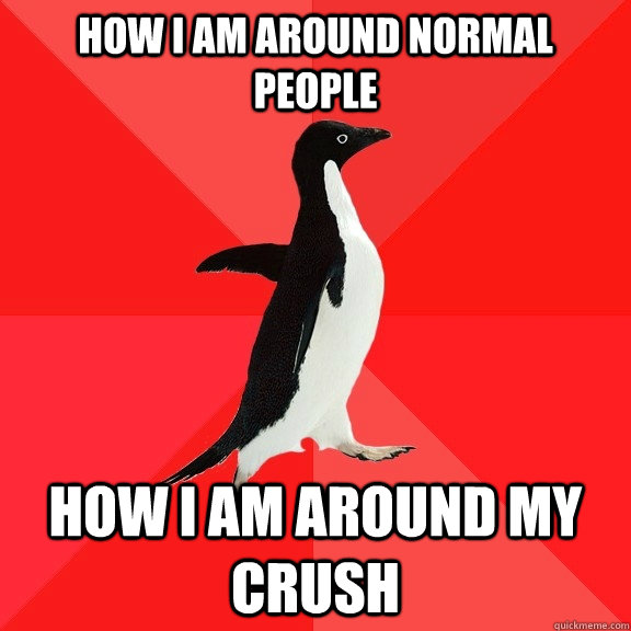 How i am around normal people how i am around my crush  Socially Awesome Penguin