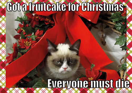 GOT A FRUITCAKE FOR CHRISTMAS                          EVERYONE MUST DIE merry christmas