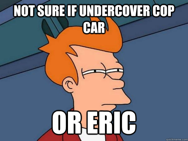 Not sure if undercover cop car or eric  Colorblind Futurama Fry