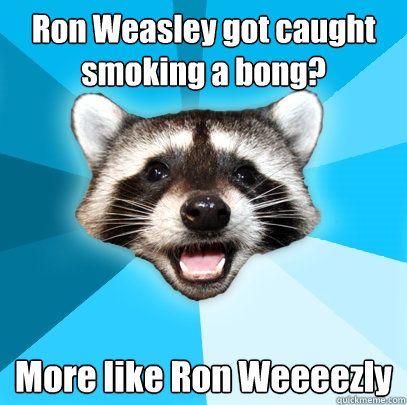 Ron Weasley got caught smoking a bong? More like Ron Weeeezly  Lame Pun Coon