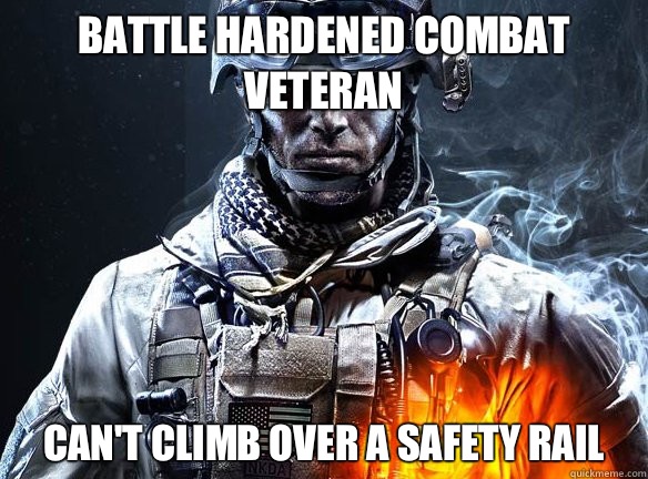 BATTLE HARDENED COMBAT VETERAN CAN'T CLIMB OVER A SAFETY RAIL  Battlefield 3