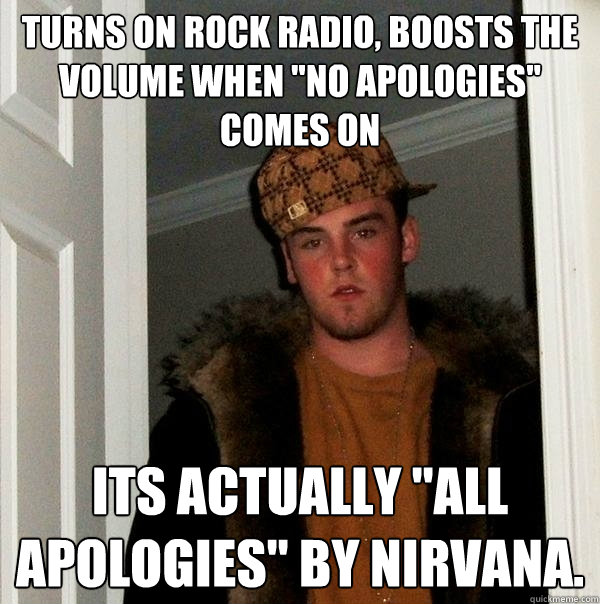 turns on rock radio, boosts the volume when 