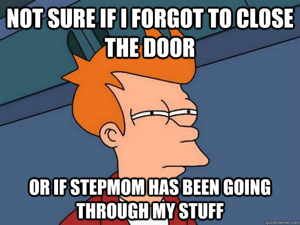 Not sure if I forgot to close the door Or if stepmom has been going through my stuff  Futurama Fry