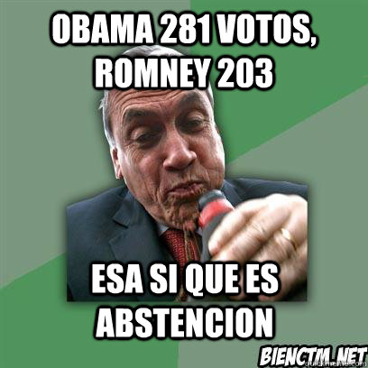 obama 281 votos, romney 203 esa si que es abstencion   