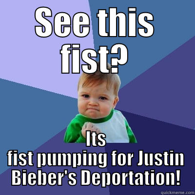 Momma Always Said - SEE THIS FIST? ITS FIST PUMPING FOR JUSTIN BIEBER'S DEPORTATION! Success Kid