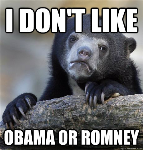 I don't like  obama or romney   Confession Bear