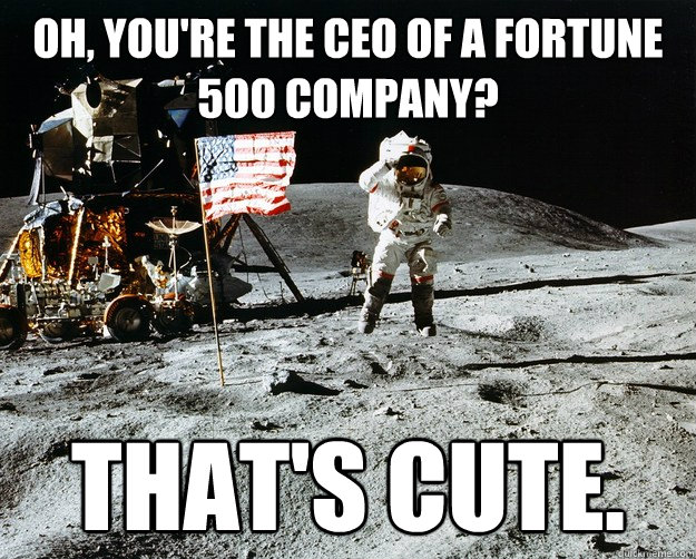 OH, YOU'RE THE CEO OF A FORTUNE 500 COMPANY? THAT'S CUTE.  Unimpressed Astronaut