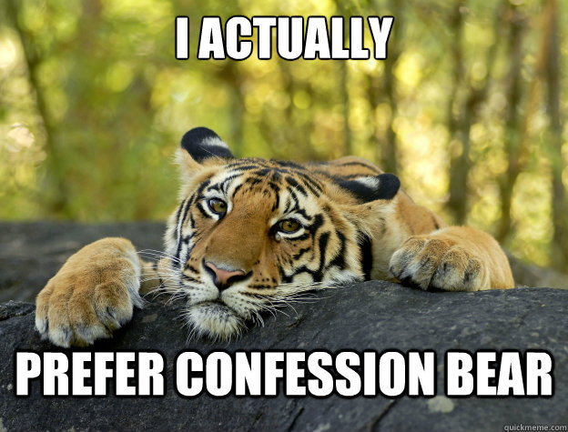 I ACTUALLY PREFER CONFESSION BEAR  Confession Tiger