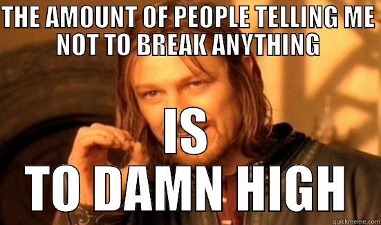 THE AMOUNT OF PEOPLE TELLING ME NOT TO BREAK ANYTHING IS TO DAMN HIGH Boromir