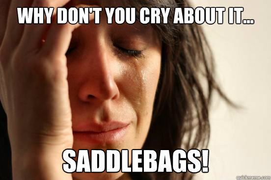 Why don't you cry about it... Saddlebags!  First World Problems