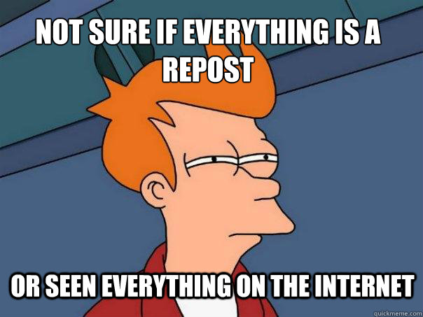 Not sure if everything is a repost or seen everything on the internet  Futurama Fry