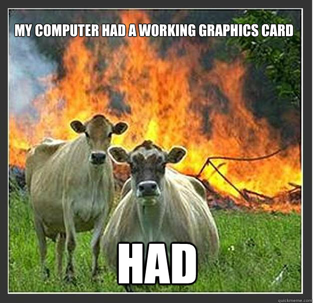 My computer had a working graphics card had   Evil cows