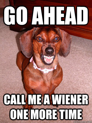 go ahead call me a wiener one more time  