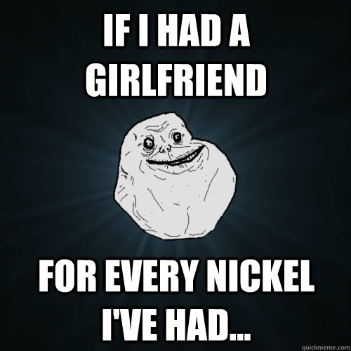 if i had a girlfriend for every nickel i've had...  Forever Alone