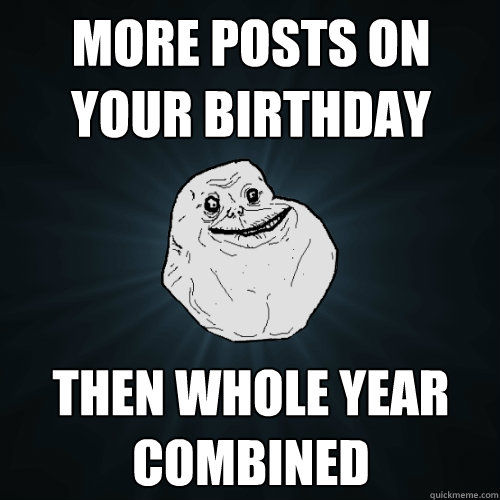 More posts on your birthday then whole year combined - More posts on your birthday then whole year combined  Forever Alone