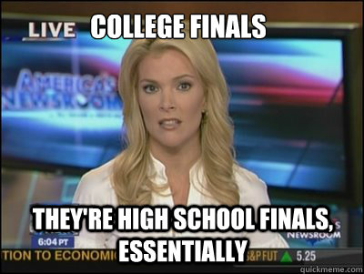 College Finals They're High School Finals, Essentially  Megyn Kelly