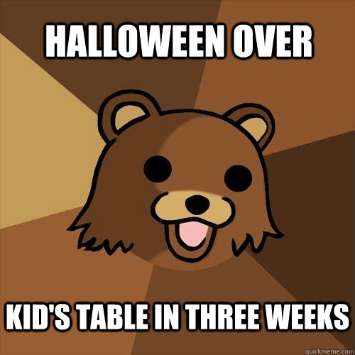 Halloween over kid's table in three weeks  Pedobear