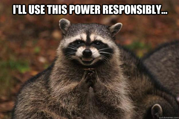 I'll use this power responsibly...  - I'll use this power responsibly...   Evil Plotting Raccoon