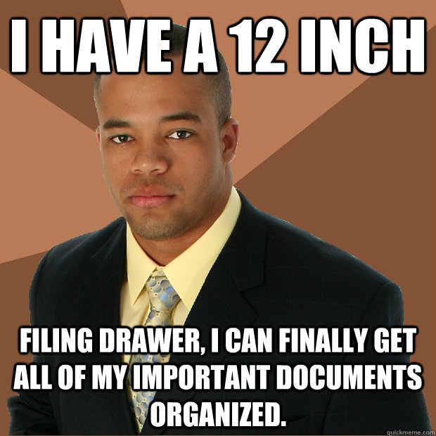 I have a 12 inch  Filing drawer, I can finally get all of my important documents organized. - I have a 12 inch  Filing drawer, I can finally get all of my important documents organized.  Successful Black Man